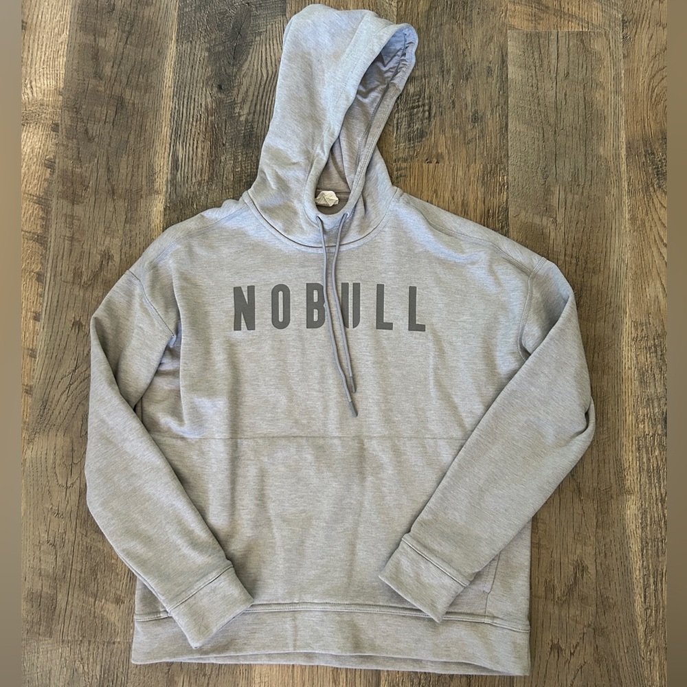 NOBULL Light Gray Hoodie Sweatshirt with Dark Gray Logo